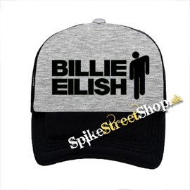 BILLIE EILISH - Logo & Stickman - šedočierna sieťkovaná šiltovka model "Trucker"