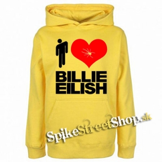 I LOVE BILLIE EILISH - žltá pánska mikina