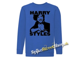 HARRY STYLES - Logo Portrait - Azurovomodrá detská mikina bez kapuce