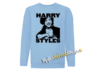 HARRY STYLES - Logo Portrait - Svetlomodrá detská mikina bez kapuce