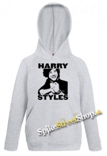 HARRY STYLES - Logo Portrait - sivá detská mikina