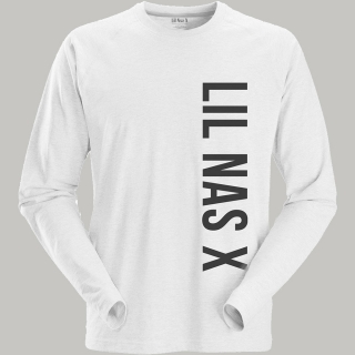 LIL NAS X - Vertical Text - biele pánske tričko s dlhými rukávmi