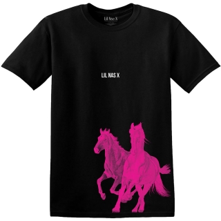LIL NAS X - Pink Horses - čierne pánske tričko