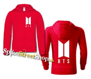 BTS - BANGTAN BOYS - Logo - červená detská mikina na zips