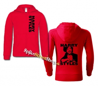 HARRY STYLES - Logo Portrait - červená detská mikina na zips