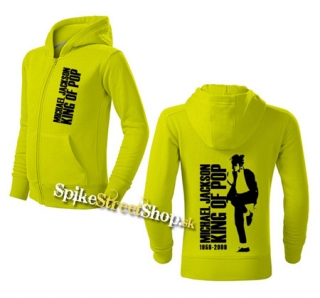 MICHAEL JACKSON - King Of Pop - limetková detská mikina na zips