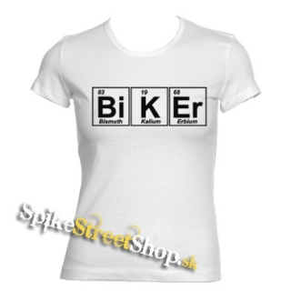 BIKER - Tabuľka chemických prvkov - biele dámske tričko