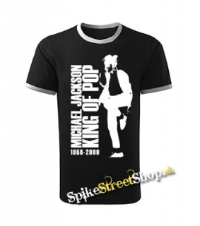 MICHAEL JACKSON - King Pop - čiernobiele chlapčenské tričko - CONTRAST BORDERS