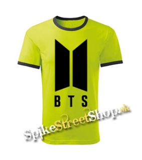 BTS - BANGTAN BOYS - Logo - limetkové chlapčenské tričko - CONTRAST BORDERS