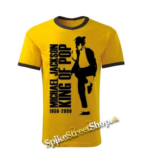 MICHAEL JACKSON - King Of Pop - žlté pánske tričko CONTRAST DUO-COLOUR