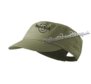 HARDROCK CAFE - Logo - olivová šiltovka army cap