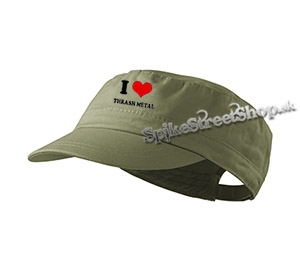I LOVE TRASH METAL - Black Variant - olivová šiltovka army cap