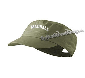 MADBALL - Logo White - olivová šiltovka army cap