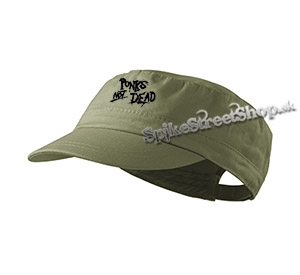 PUNKS NOT DEAD - Black Variant - olivová šiltovka army cap