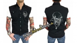 BIKER COLLECTION - Skull Lord Worker Shirt - čierna rifľová vesta