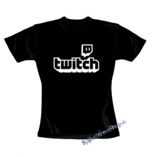 TWITCH - White Logo Sign - čierne dámske tričko