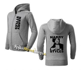 HARRY STYLES - Logo Portrait - šedá detská mikina na zips