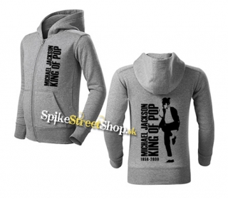 MICHAEL JACKSON - King Of Pop - šedá detská mikina na zips