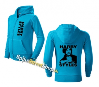 HARRY STYLES - Logo Portrait - tyrkysová detská mikina na zips