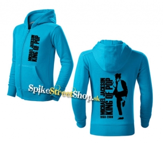 MICHAEL JACKSON - King Of Pop - tyrkysová detská mikina na zips