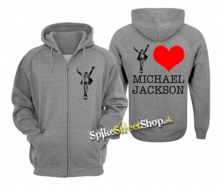 I LOVE MICHAEL JACKSON - šedá pánska mikina na zips