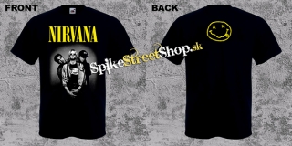 NIRVANA - Yellow Logo & Band - čierne pánske tričko