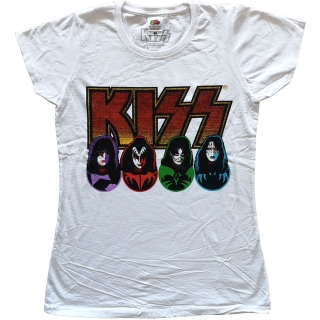 KISS - Logo Faces & Icons - biele dámske tričko