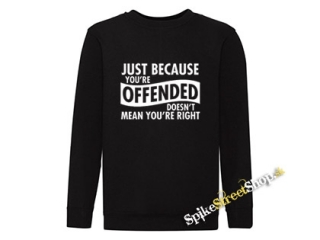 JUST BECAUSE YOU’RE OFFENDED - mikina bez kapuce