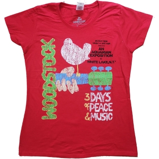 WOODSTOCK - Vintage Classic Poster - červené dámske tričko