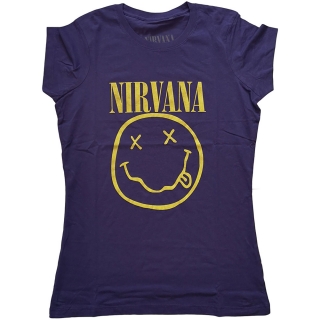 NIRVANA - Yellow Smiley - fialové dámske tričko