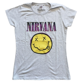 NIRVANA - Xerox Smiley Pink - sivé dámske tričko
