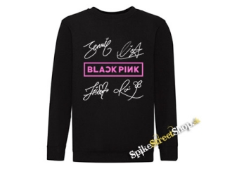 BLACKPINK - Logo & Signature - čierna detská mikina bez kapuce