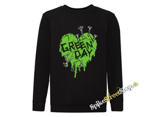 GREEN DAY - Green Heart - čierna detská mikina bez kapuce