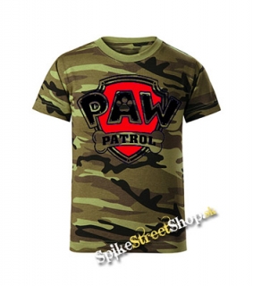 LABKOVÁ PATROLA - Logo - maskáčové chlapčenské tričko WOODLAND CAMO GREEN
