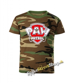 LABKOVÁ PATROLA - Logo - maskáčové chlapčenské tričko WOODLAND CAMO BROWN