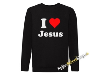 I LOVE JESUS - čierna detská mikina bez kapuce