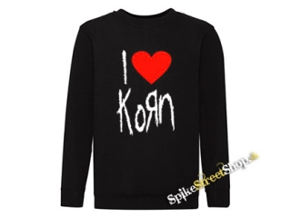 I LOVE KORN - čierna detská mikina bez kapuce