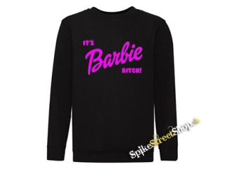 IT’S BARBIE BITCH - Pink Logo - čierna detská mikina bez kapuce