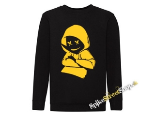 MARSHMELLO - Yellow Smile - čierna detská mikina bez kapuce