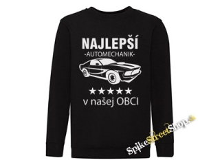 NAJLEPŠÍ AUTOMECHANIK V OBCI - čierna detská mikina bez kapuce