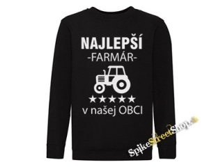 NAJLEPŠÍ FARMÁR V OBCI - čierna detská mikina bez kapuce