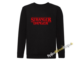 STRANGER DANGER - Red Logo - čierna detská mikina bez kapuce
