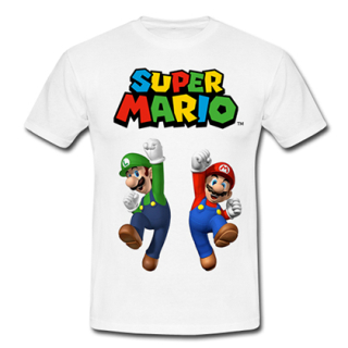 SUPER MARIO - Luigi & Mario Portrait - biele detské tričko