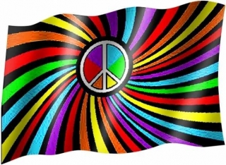 PEACE - Rainbow Background - vlajka