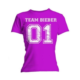 JUSTIN BIEBER - Team Bieber - ružové dámske tričko