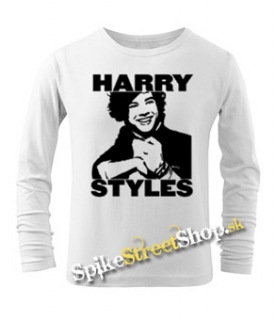 HARRY STYLES - Logo Portrait - biele pánske tričko s dlhými rukávmi