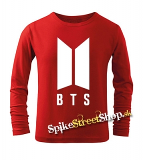 BTS - BANGTAN BOYS - Logo - červené detské tričko s dlhými rukávmi