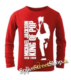 MICHAEL JACKSON - King Of Pop - červené detské tričko s dlhými rukávmi