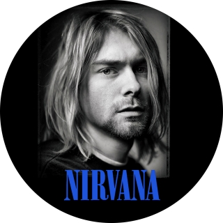 KURT COBAIN - Portrait & Blue Logo - odznak