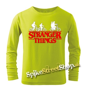 STRANGER THINGS - Bicycle Gang - limetkové detské tričko s dlhými rukávmi